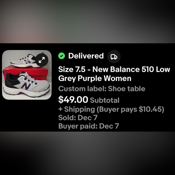 SOLD on eBay!! New Balance 510 Low Grey Purple Women - Picture 10 of 10
